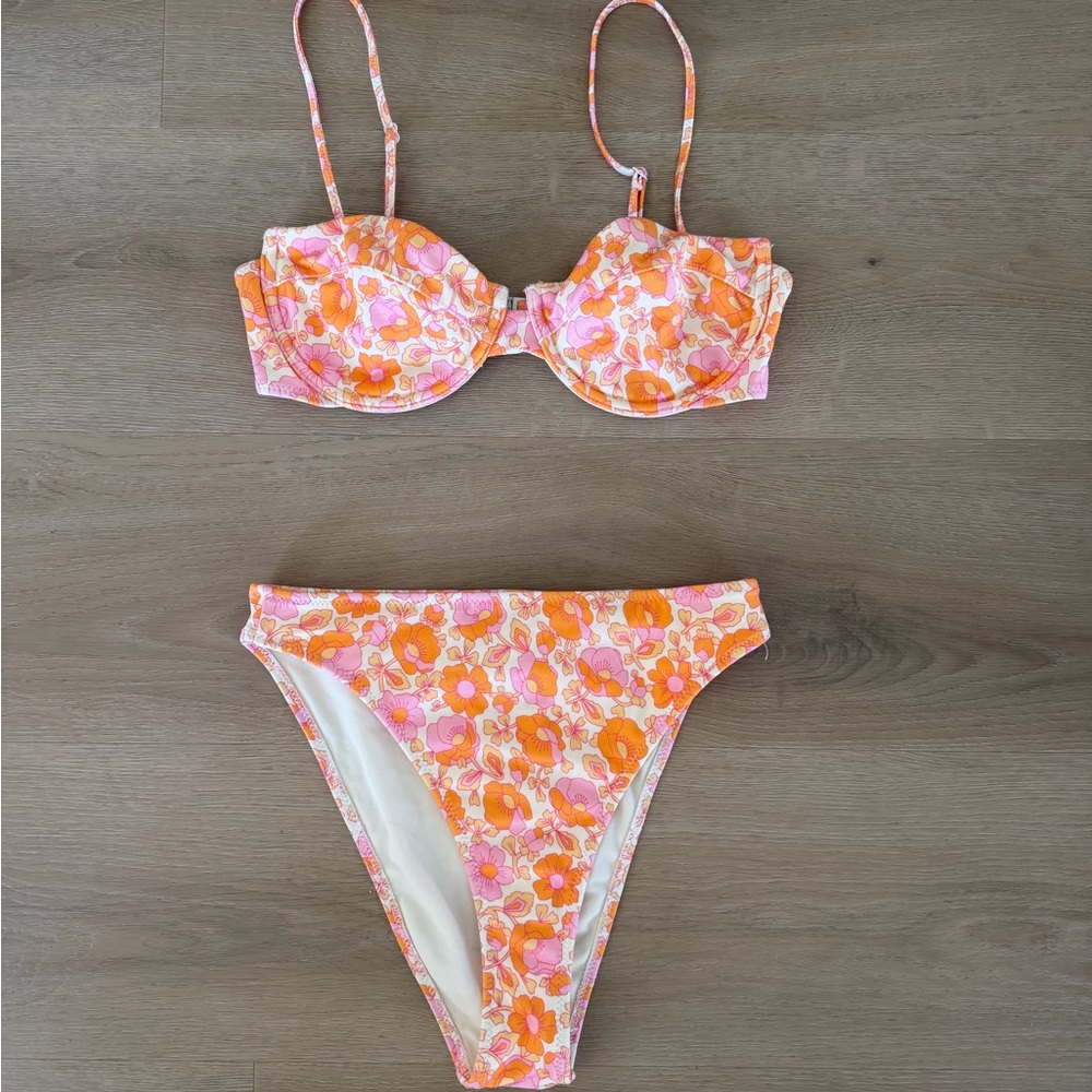 triangl swimwear Pink and Orange Floral Bikini Set